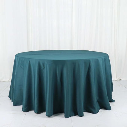 Efavormart Round Tablecloth, 120 Inch Stain & Wrinkle Resistant Washable Table Cloth, Decorative Polyester Fabric Table Cover for Banquet, Wedding, Dining - Peacock Teal