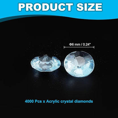 PATIKIL 4000 Pcs Wedding Table Scatter Confetti Crystals 6mm Acrylic Diamonds Vase Fillers Gems for Table Centerpiece Decorations Party Vase Beads, Light Blue
