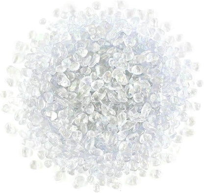 Hilitchi Glass Stones Rock Crystals Gemstones for Event Weddings Birthday Decoration Vase Fillers Table Scatter Party Table Decoration (White Rainbow Moonstone Aprox 1lb/455g/Bag)