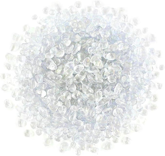 Hilitchi Glass Stones Rock Crystals Gemstones for Event Weddings Birthday Decoration Vase Fillers Table Scatter Party Table Decoration (White Rainbow Moonstone Aprox 1lb/455g/Bag)