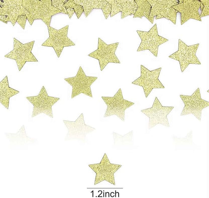 Glitter Star Confetti for Party and Tables Decoration,Baby Shower Birthday Wedding Graduation Retirement Bachelor Party,1.2inch in Diameter,200pc