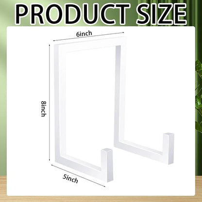 Sweetude 2 Pcs Large Plate Stands for Display Metal Frame Plate Holder Display Stand Decorative Table Top Easels for Picture, Book, Platter, Photo Easel(White,8 Inch)