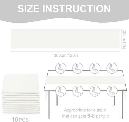 10 Pack 10ft White Chiffon Table Runners Wedding Table Runner Sheer Romantic Tulle Table Runner for Christmas Wedding Bridal Tea Party Baby Shower Birthday Party Table Decorations(120 x 12 in)