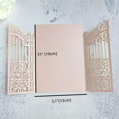 MillaSaw Soft Pink Laser Cut Gate Invitation for Wedding Bridal Shower Birthday Quinceanera Invitation 25 Sets (soft pink, 4.9"x7.1")