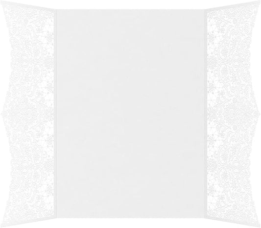 LUXPaper Laser Cut Gatefold Invitations | 5" x 7 1/4" | Pointed Lace - White | 100lb. Cover | 50 Qty