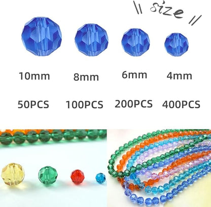 100 PCS 8mm Crystal Glass Beads Round Multiple Faceted Loose Spacer Glass Beads for DIY Handcrafte Bracelet Necklace Earring Jewelry Making(Lemon Yellow)