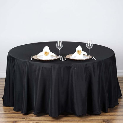 Efavormart Round Tablecloth, 108 Inch Stain & Wrinkle Resistant Washable Table Cloth, Decorative Polyester Fabric Table Cover for Banquet, Wedding, Dining- Black