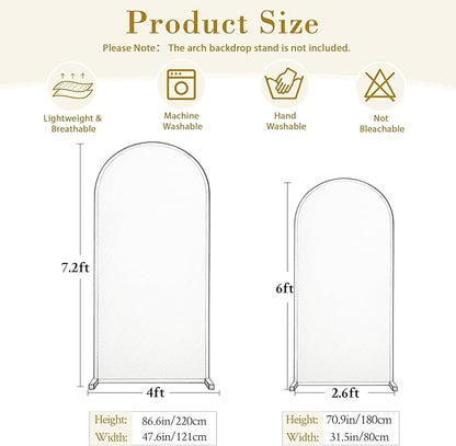 7.2FT 6FT Arch Backdrop Cover for Wedding, Set of 2 Stretchy Spandex Fitted Arch Stand Cover for Baby Shower, Birthday Party Decor, Chiara Backdrop Cover with Double-Sided Design(Ivory,Champagne)