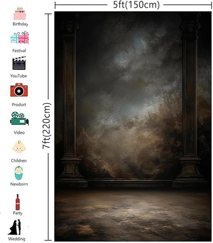 5x7ft Dark Vintage Photography Backdrops Portrait Photo Backdrop Wedding Bridal Show Birthday Background for Studio Props