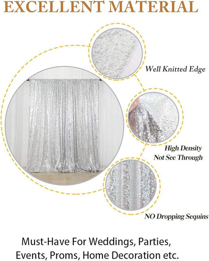 ShiDianYi 4FTX6FT-Silver-SEQUIN Photo Backdrop, Wedding Photo Booth,Photography Background (Silver)