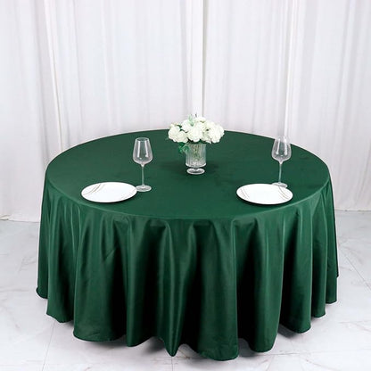 Efavormart Round Tablecloth, 120 Inch Stain & Wrinkle Resistant Washable Table Cloth, Decorative Polyester Fabric Table Cover for Banquet, Wedding, Dining - Hunter Emerald Green