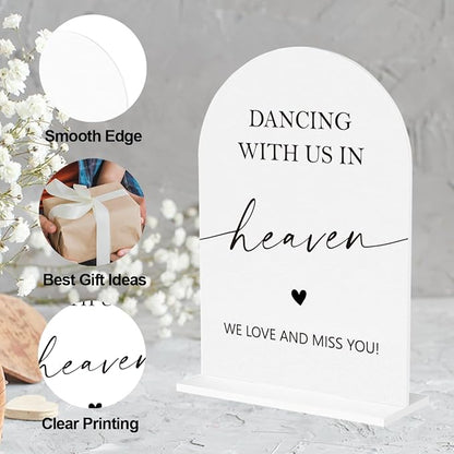 In Loving Memory Wedding Sign, Dancing With Us In Heaven Sign Wedding Engagement Bridal Shower Reception Event Party Table Desk Acrylic Decor