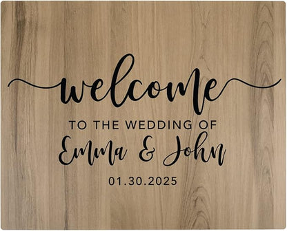 Andaz Press Personalized Large Wooden Welcome Sign for Wedding Rustic Welcome Sign 16" x 20" Custom Names & Date Fall Script Wedding Signage English Oak MDF Wood Finish Reception Indoor Outdoor Signs