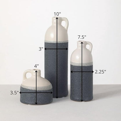 Sullivans Jug Vase Set, Two Tone White and Grey Texture Farmhouse Decor for Your Kitchen, Bedroom, Office, Living Room, & Bathroom, Coffee Table Decor, Aesthetic Centerpiece Decorations (CM2945)