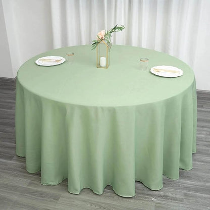 Efavormart Round Tablecloth, 132 Inch Stain & Wrinkle Resistant Washable Table Cloth, Decorative Polyester Fabric Table Cover for Banquet, Wedding, Dining- Sage Green
