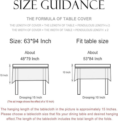 patdrea Designer Linen Vintage Long Table Cloth for Rectangle Table,Light Brown Durable French Floral Tablecloth,Decor Cover for Kitchen Dining,Christmas,Thanksgiving,Party,63"x94"-Cudillero