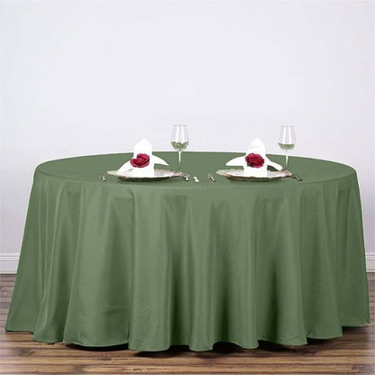 Efavormart Round Tablecloth, 120 Inch Stain & Wrinkle Resistant Washable Table Cloth, Decorative Polyester Fabric Table Cover for Banquet, Wedding, Dining - Willow
