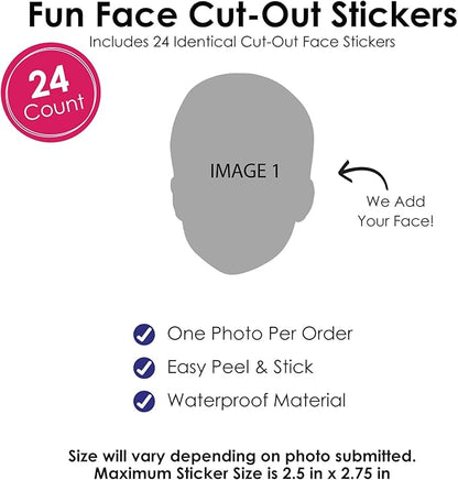 Big Dot of Happiness Custom Photo Party Favors - Fun Face Cut-Out Stickers - Set of 24