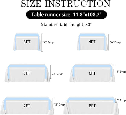 SHEJIZE 2 Pack Light Blue Satin Table Runner 12x108 Inches Long, Bright Silky Smooth Satin Table Runner Table Decor for Wedding Banquet Christmas Prom Event Birthday Party