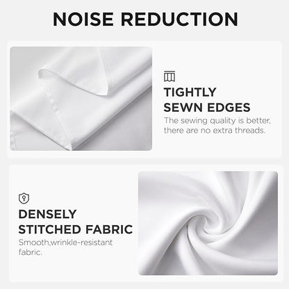 Joydeco White Curtains Backdrop for Wedding Parties, Photo Backdrop Curtains for Wedding Decorations Birthday, Wrinkle Free Polyester 5ft x 10ft Fabric Drape 2 Panels with Rod Pockets
