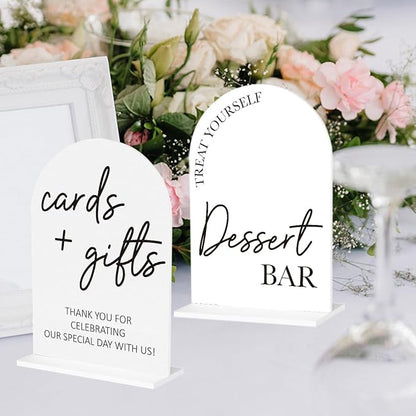 2Pcs Dessert Bar Sign Cards and Gifts Signs for Wedding Engagement Party Bridal Shower Baby Shower Table Desk Acrylic Decor