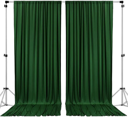 AK TRADING CO. 10 feet x 8 feet IFR Polyester Backdrop Drapes Curtains Panels with Rod Pockets - Wedding Ceremony Party Home Window Decorations - Hunter Green