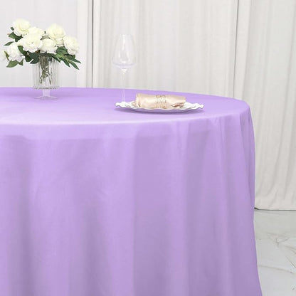 Efavormart Round Tablecloth, 132 Inch Stain & Wrinkle Resistant Washable Table Cloth, Decorative Polyester Fabric Table Cover for Banquet, Wedding, Dining- Lavender