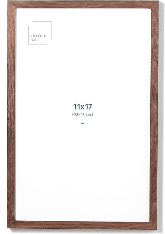 Opposite Wall - 11x17 in - Dark Solid Oak Wood Picture Frame - Lightweight, Versatile & Shatterproof - Wall Hanging Poster or Photo Frame - Wall Decor for Office, Gallery & Home