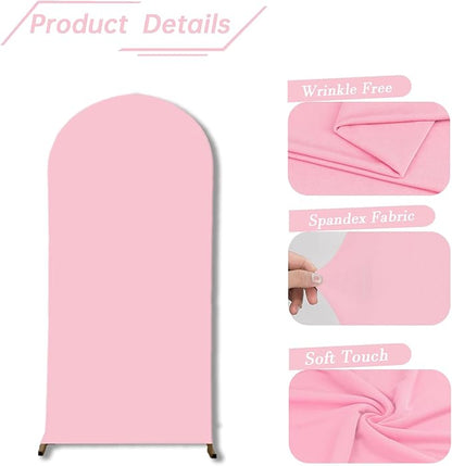 bricia Wedding Arch Backdrop Stand Cover, 5FT Double Sided Stretchy Arch Cover Fitted Wedding Birthday Party Banquet Decoration (Pink 60''Lx25.2''W)