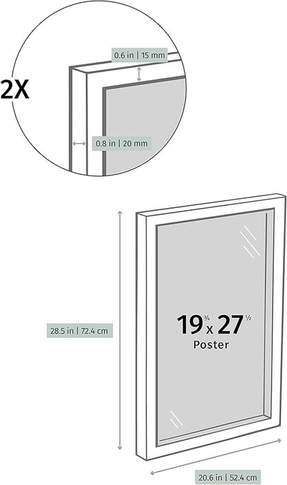 Opposite Wall - 50x70 cm - Black Solid Wood Picture Frame - Lightweight, Versatile & Shatterproof - Wall Hanging Photo or Poster Frame - Wall Decor for Office, Gallery & Home, 19 3/4 x 27 1/2 in