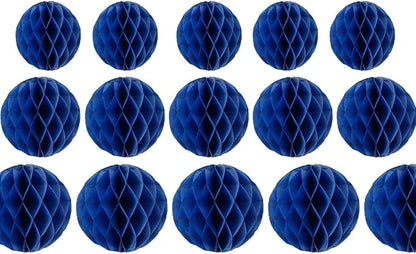 15pcs Honeycomb Balls Decorations 4'' 6'' 8'' Party Honeycomb Ball Flower Tissue Pom Poms Flower Ball Hanging Flower Balls for Baby Shower Birthday Wedding Nursery Decor(4'' 6'' 8'' Royal-Blue)