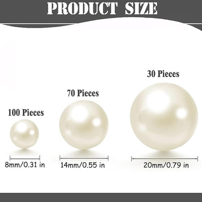 200 Pcs Vase Filler Beads White Pearl Beads for Vase No Hole Beads for DIY Home Table Party Decor Wedding Centerpiece 8/14/20mm