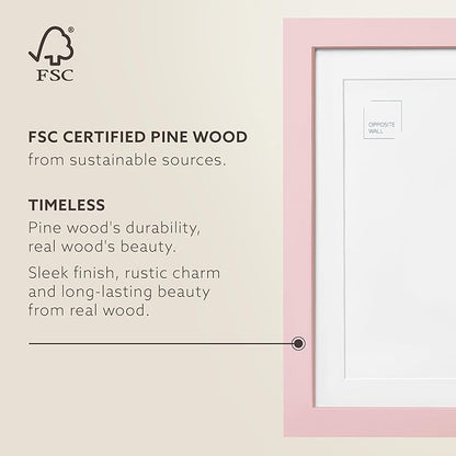 Opposite Wall - 8x10 in - Real Wood Pink Picture Frame - Lightweight, Versatile & Shatterproof - Wall Hanging & Tabletop Photo Frame - Office, Gallery & Home Decor