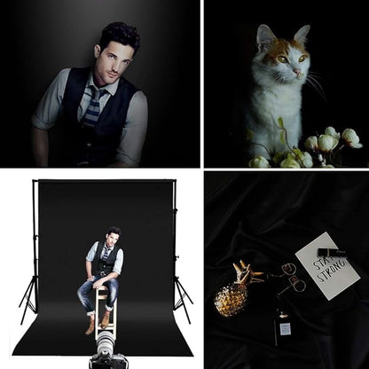 HEMMOTOP Black Photo Backdrop 10x12ft, Large Photography backdrops for Photoshoot, Black Background Screen Fabric for Birthday Parties, Video Recording, Weddings (Only Backdrop Without Stand)