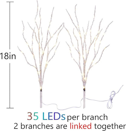 Birchlitland Lighted Birch Branches Battery Operated 18IN 70 LED 8 Function, White or Multiple Colors, Artificial Decorative Branch Lights for Home and Holiday Decoration Indoor Outdoor