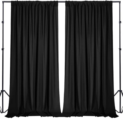 Sugargirl 10x10FT Black Backdrop Curtains Polyester Photo Backdrop Drapes Curtains 2 Panels with Rod Pockets for Party Birthday Wedding Photography Home Decoration