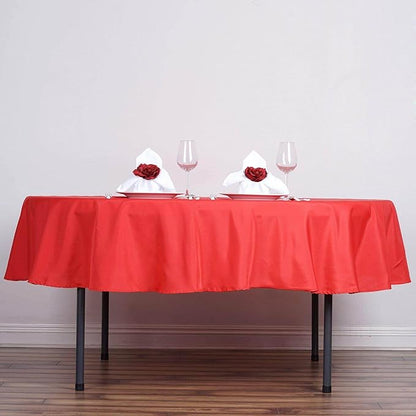 Efavormart Round Tablecloth, 90 Inch Stain & Wrinkle Resistant Washable Table Cloth, Decorative Polyester Fabric Table Cover for Banquet, Wedding, Dining- Red