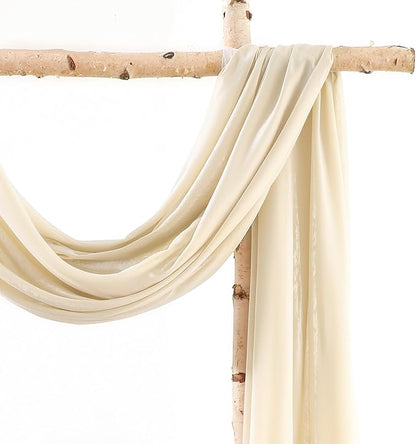 Wedding Arch Draping Fabric 2 Panels 18Ft Nude Sheer Chiffon Curtain Drapes 6 Yards for Wedding Ceremony Birthday Party Decoration