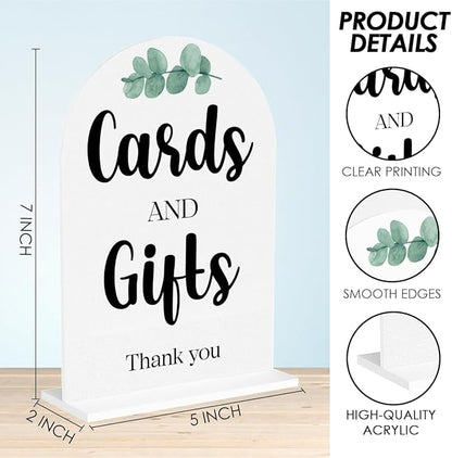 Cards and Gifts Sign for Wedding, Wedding Engagement Bridal Shower Baby Shower Decor for Reception Reception Party, Weddings Table White Acrylic Sign