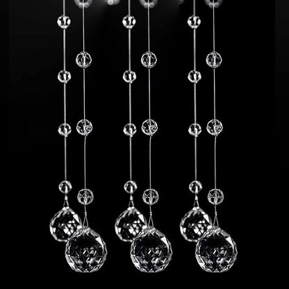 Clear Crystal Beads Strands Glass Beads String Hanging Decor for Wedding Arch Centerpieces Curtain Chandelier Ornaments Door Ceiling Beaded Drapes Decoration Accessories(2 Feet 5pcs)
