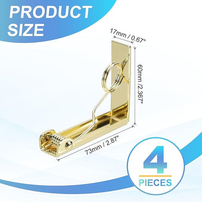 uxcell 4 Pack Tablecloth Clips, Stainless Steel Table Cloth Cover Clamps, 2.87" x 2.36" Windproof Holder Clips for Home Party Picnic Wedding Camping Dining Tables, Gold