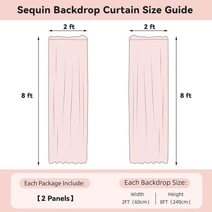 Sugargirl Gold Sequin Backdrop Curtain 2 Panels 2FTx8FT Glitter Gold Background Drapes Sparkle Photography Backdrop for Party Wedding Birthday Wall Decoration