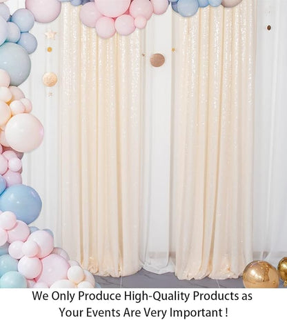 ShinyBeauty Sparkle Backdrop Curtain Ivory 2 Panels Set Sequin Photo Backdrop 2FTx8FT Sequin Backdrop Curtain Pack of 2-1220S