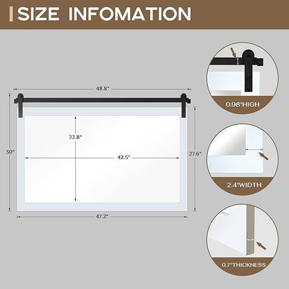 COGOOD Farmhouse Bathroom Mirror - 49 x 30 Large Rectangle Barn Door Mirror for Vanity, Bedroom, Living Room Wall Decor (Pure White)