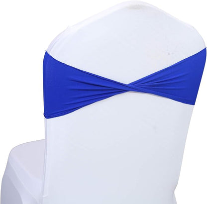 VDS Pack of 250 PCS | Royal Blue | Spandex Chair Sashes Bows Without Buckle | Stretch Elastic Banquet Universal Folding Chair Band Tie with for Wedding Party Conference Celebration Event Decoration