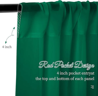 6 Panels Emerald Green Wedding Ceiling Drapes 5ftx30ft Ceiling Drapes Chiffon Fabric Arch Draping Sheer Curtains Soft Drapery Draping Wedding Ceiling Decorations for Party Ceremony Stage Swag