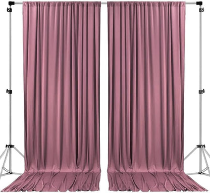AK TRADING CO. 10 feet x 10 feet Dusty Rose Polyester Backdrop Drapes Curtains Panels with Rod Pockets - Wedding Ceremony Party Home Window Decorations