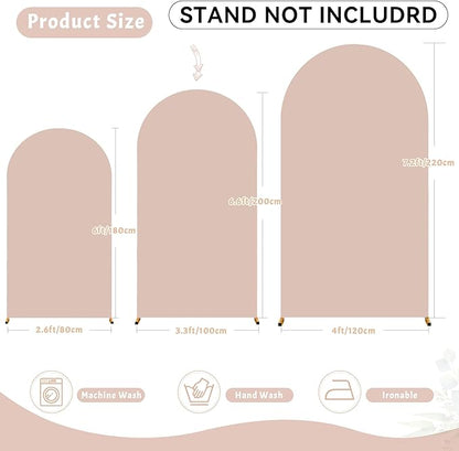 7.2FT Nude Arch Backdrop Cover - Spandex Fitted Wedding Arch Stand Covers Round Top Chiara Arch Backdrop Cover for Birthday Party Banquet Photo Background Decoration