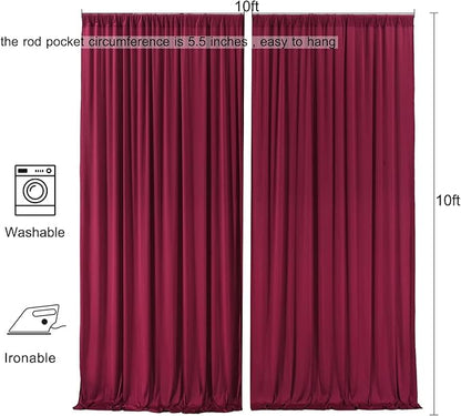 AK TRADING CO. 10 feet x 10 feet Polyester Backdrop Drapes Curtains Panels with Rod Pockets - Wedding Ceremony Party Home Window Decorations - Burgundy (DRAPE-5x10-BURGUNDY)