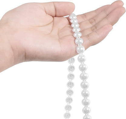 10mm Pearl Garland Half-Round 11 Yards Flat Craft Pearls Bead String Roll Strand for Wedding Party Christmas Tree Decoration (White)